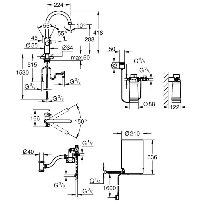 Batéria a bojler stojaci  GROHE RED DUO 30083DC1