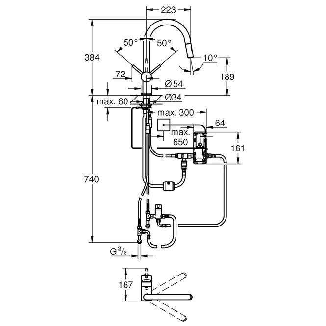 Elektronická drezová batéria stojaca MINTA TOUCH 31358002,2