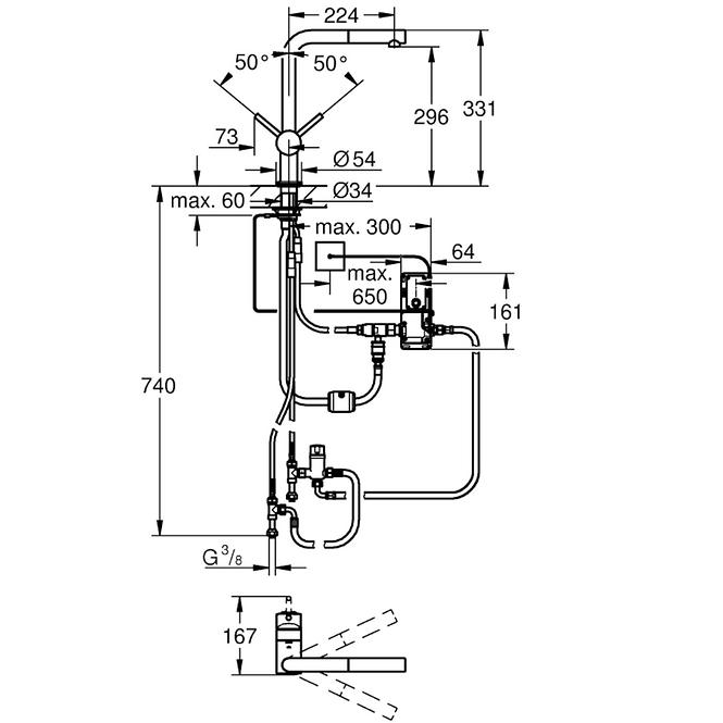 Elektronická drezová batéria stojaca MINTA TOUCH 31360DC1