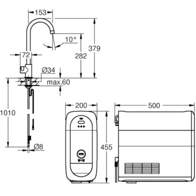 Štartovná zostava stojaca GROHE BLUE HOME 31498DC1,2