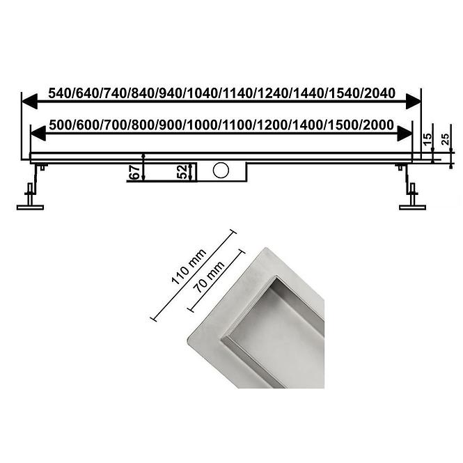 Odvodnenie líniové pod dlažbu + plne otočné 700 mm