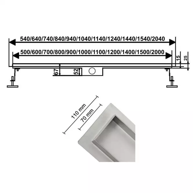 Odvodnenie líniové pod dlažbu + plne otočné 800 mm,5
