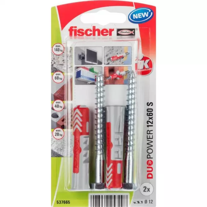 Fischer Univerzálna hmoždinka Duopowet so skrutkou 12x60 S K NV,2