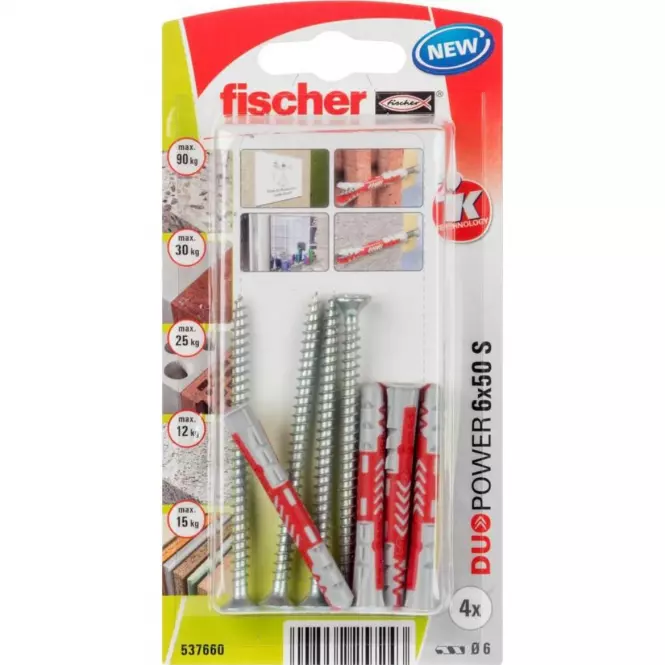 Fischer Univerzálna hmoždinka Duopowet so skrutkou 6x50 S K NV,2