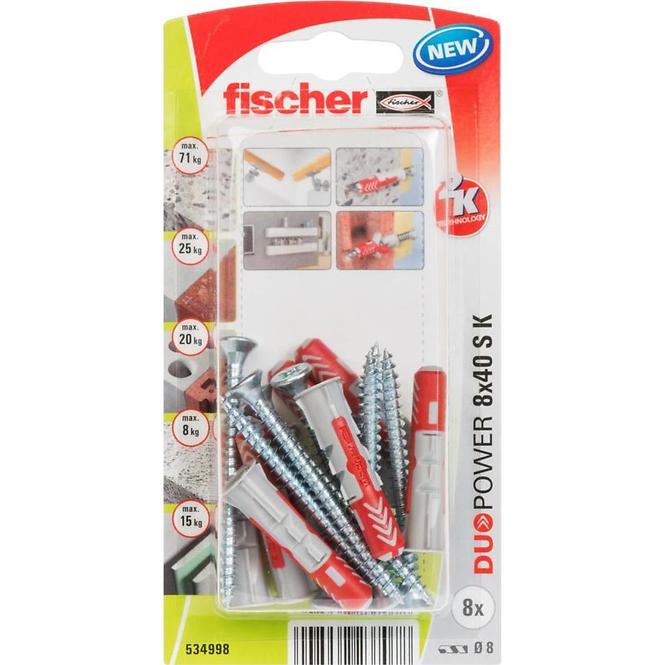 Fischer Univerzálna hmoždinka Duopowet so skrutkou 8x40 S K NV