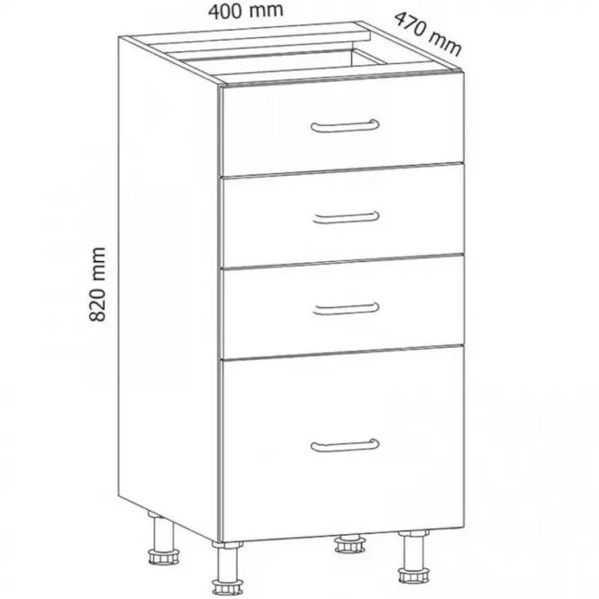 Kuchynská skrinka Linea D40S4 grey