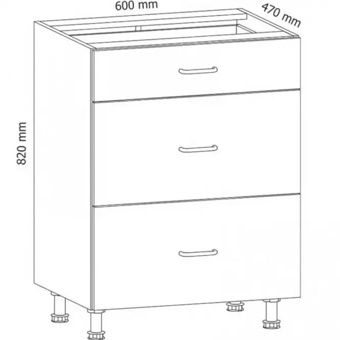 Kuchynská skrinka Linea D60S3 grey,2