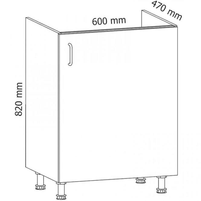 Kuchynská skrinka Linea D60Z grey
