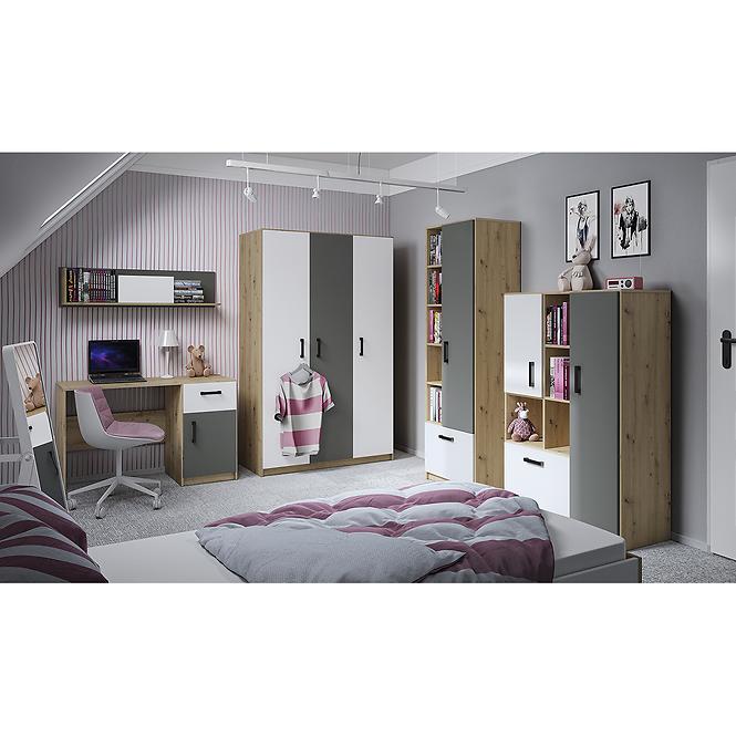 Skriňa Fini 02 dąb dub artisan/biela/antracit,11