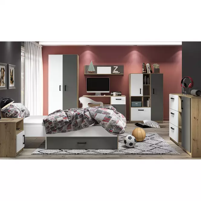 Skriňa Fini 02 dub artisan/biela/antracit