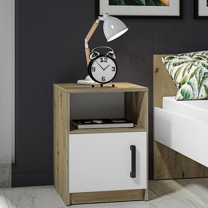 Nočný stolík Fini 11 dąb dub artisan/biela/antracit