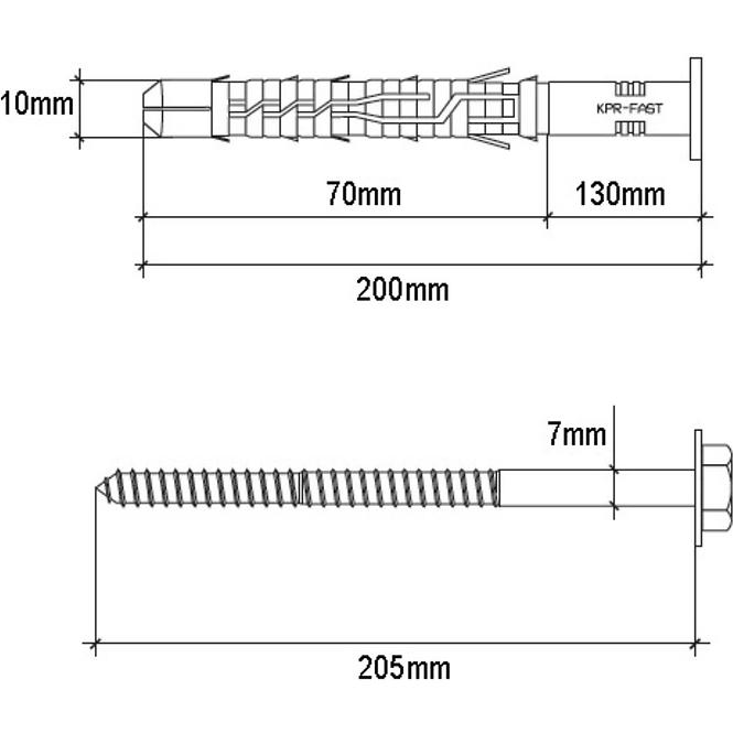 Wkręt-met Rámová rozpínacia hmoždinka 10x200 mm