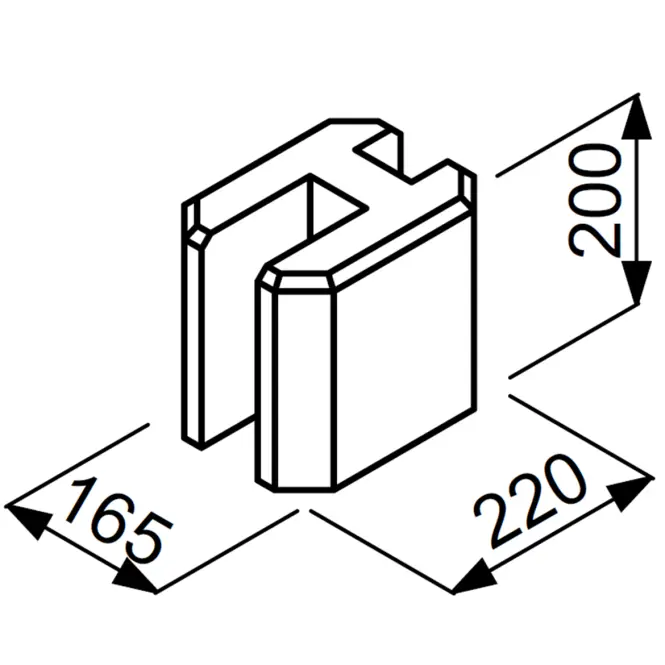 Rovný konektor ŁDP20 165x220x200 mm sivá,2