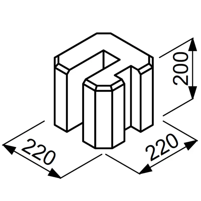 Rohový konektor ŁDN20 220x220x200 mm sivá,2