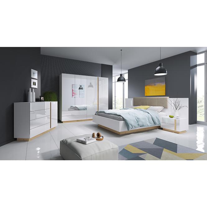 Posteľ 160 kontajnerom Arco dub grandson/biela lesklá,4