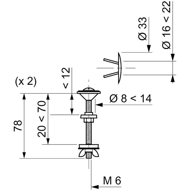 Skrutky na uchytenie nádržky WC kompakt L-78 mm,2