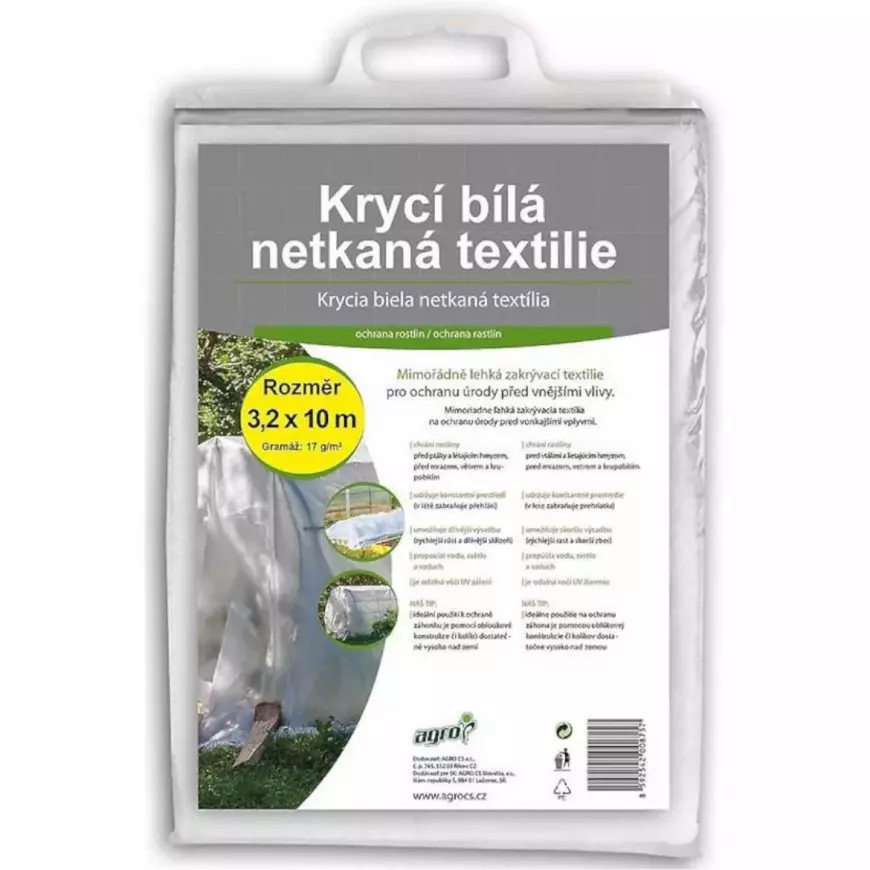 Agro CS Textília biela  netkaná 3,2 x 10 m - taška s uchom - 17g/m2