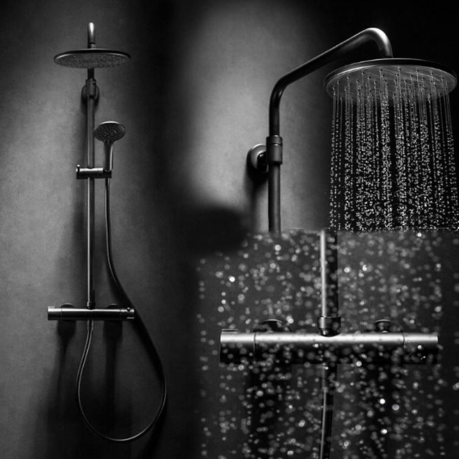 Moza Black Sprchový systém s funkciou dažďovej sprchy s termostatickým miešačom