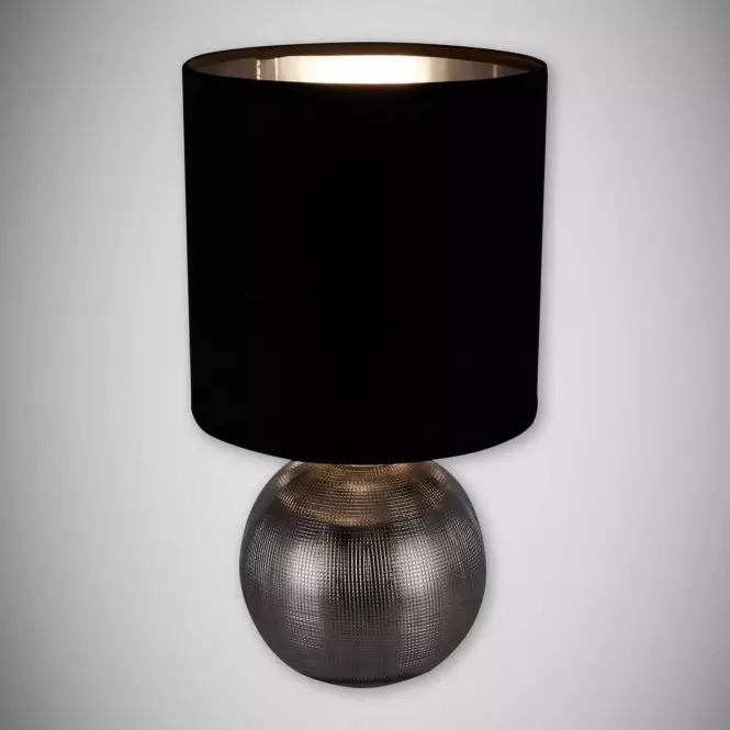 Stolná lampa Perlo E14 strieborná / čierna 03290 LB