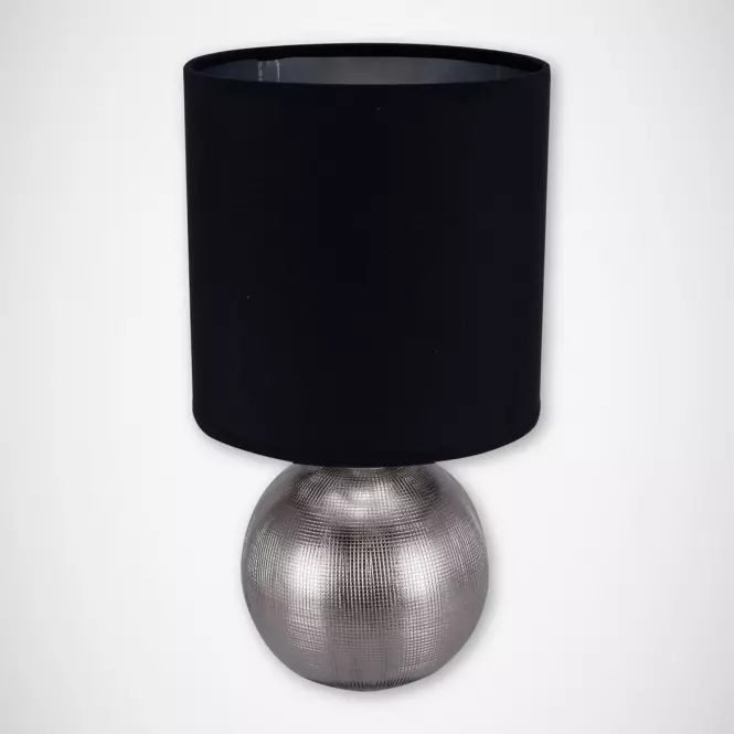 Stolná lampa Perlo E14 strieborná / čierna 03290 LB