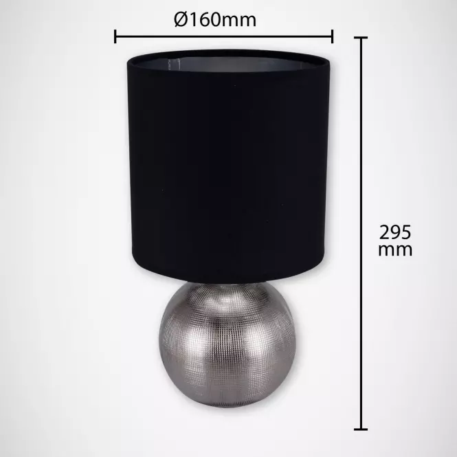 Stolná lampa Perlo E14 strieborná / čierna 03290 LB