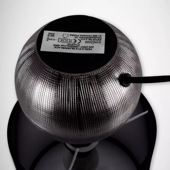 Stolná lampa Perlo E14 strieborná / čierna 03290 LB