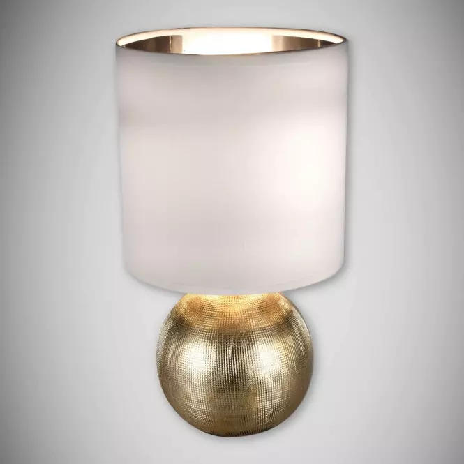 Stolná lampa Perlo E14 zlato/biely 03291 LB
