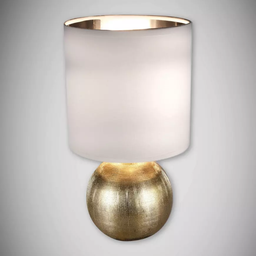 Stolná lampa Perlo E14 zlato/biely 03291 LB