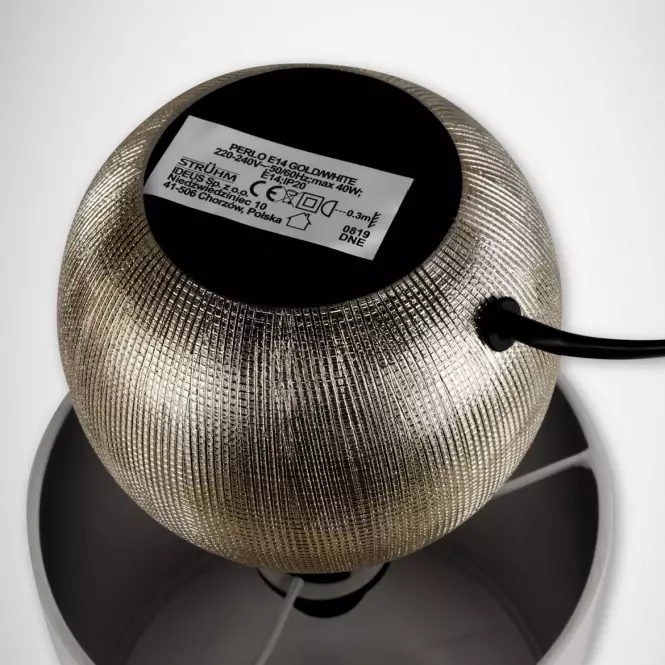 Stolná lampa Perlo E14 zlato/biely 03291 LB,7