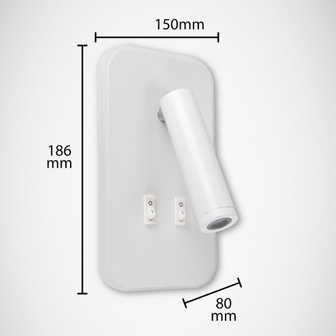 Nástenné bodové svietidlo Otello LED D 6 W + 3 W biele 0372 K1