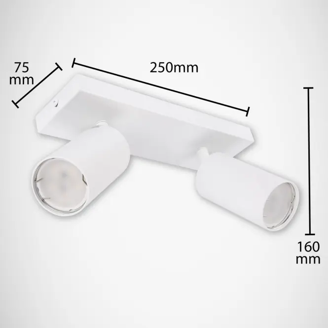 Stropné bodové svietidlo Manam GU10 2L biely 03760 K2,3