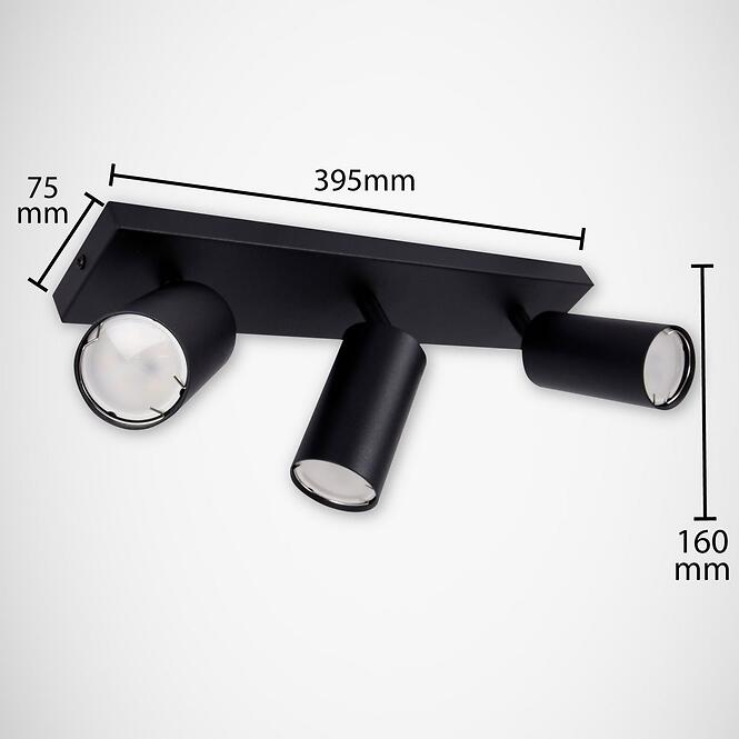 Stropné bodové svietidlo Manam GU10 3L čierne 0376 K3