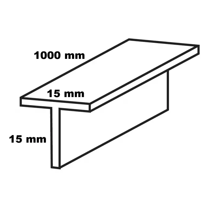 Profil forma T hliníkový čierny 15x15x1000,2
