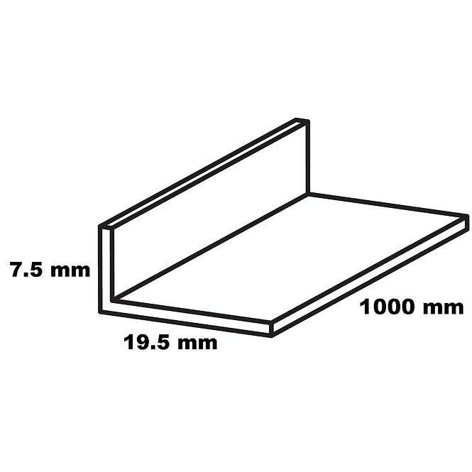 Profil uholníkový samolepiaci PVC biely matný 19.5x7.5x1000