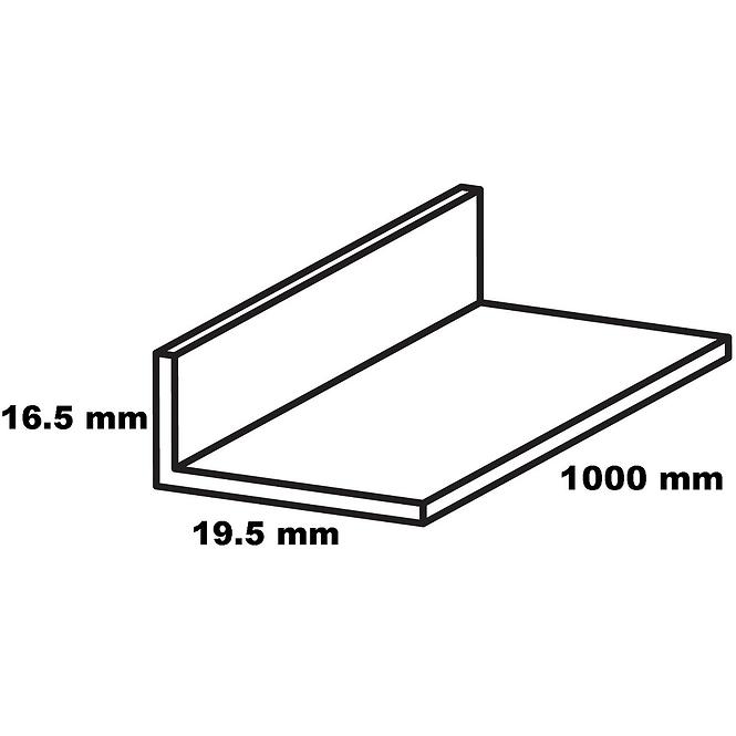 Profil uholníkový samolepiaci PVC biely matný 19.5x16.5x1000
