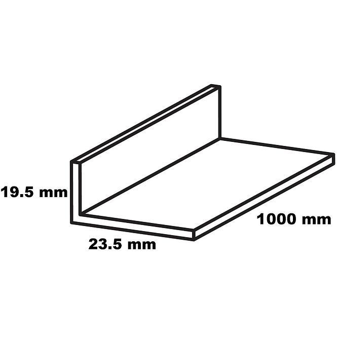 Profil uholníkový samolepiaci PVC biely matný 23.5x19.5x1000
