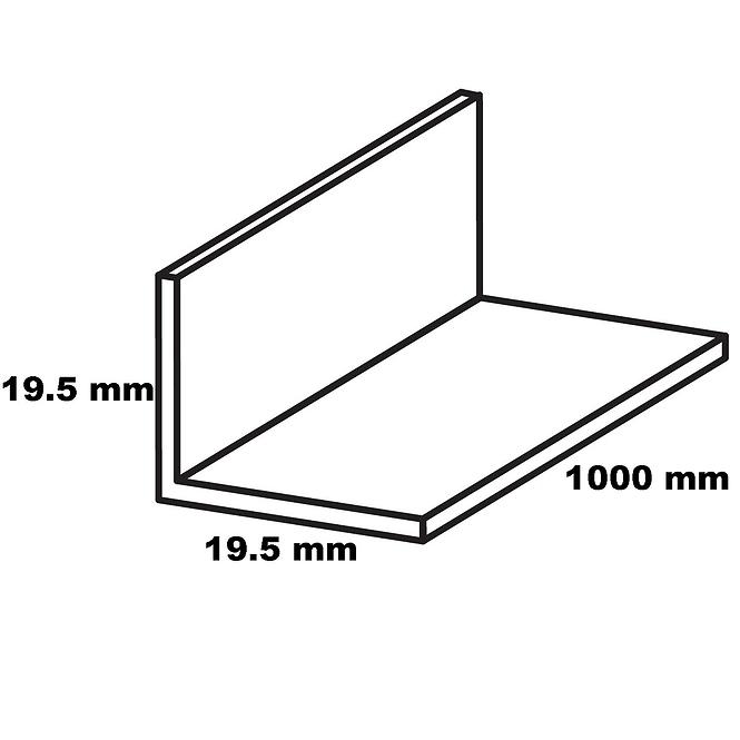 Profil uholníkový samolepící PVC  strieborný matný 19.5x19.5x1000