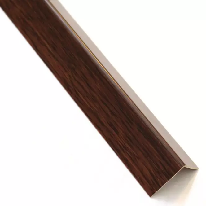 Profil uholníkový samolepiaci PVC drevo tmavé 19.5x19.5x1000