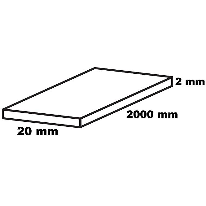 Profil plochý hliníkový strieborný 20x2000