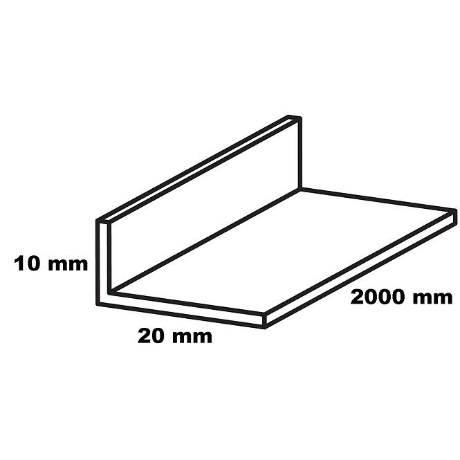 Profil uholníkový hliníkový strieborný 20x10x2000