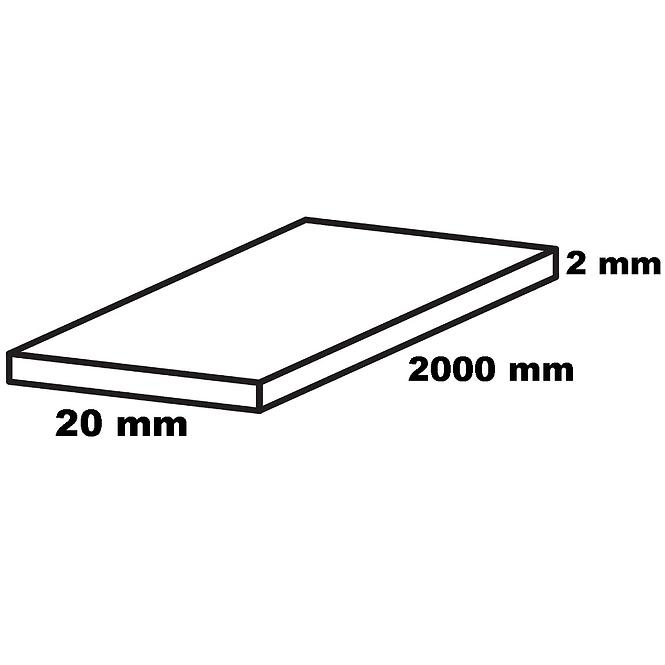 Profil plochý hliníkový chrom 20x2000