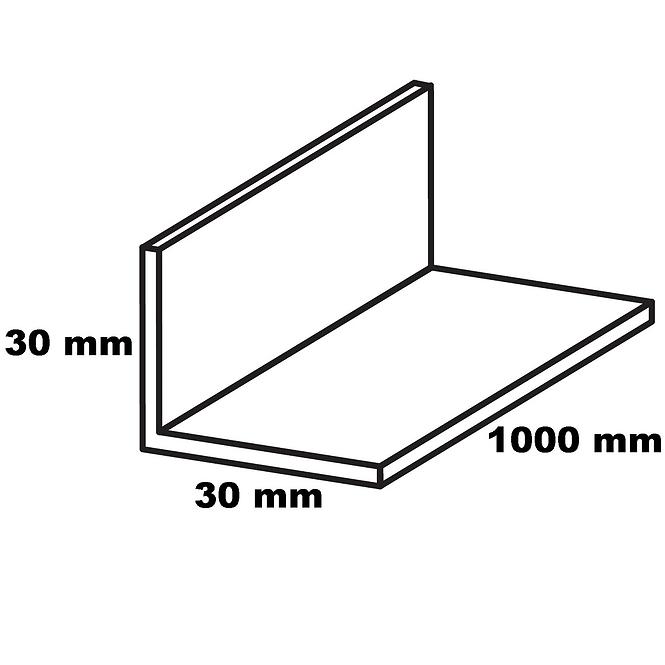 Profil uholníkový biely satén 30x30x2000