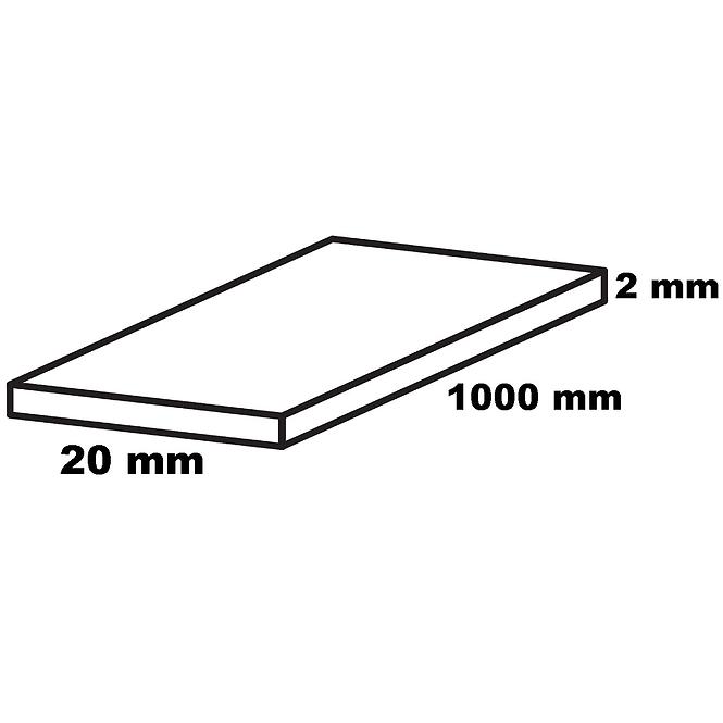 Profil plochý hliníkový strieborný 20x1000