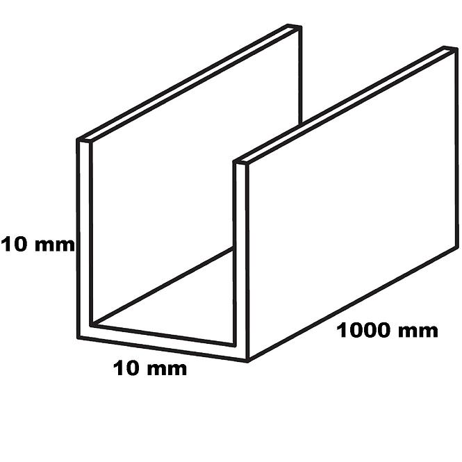 Profil forma U hliníkový strieborný 10x10x1000
