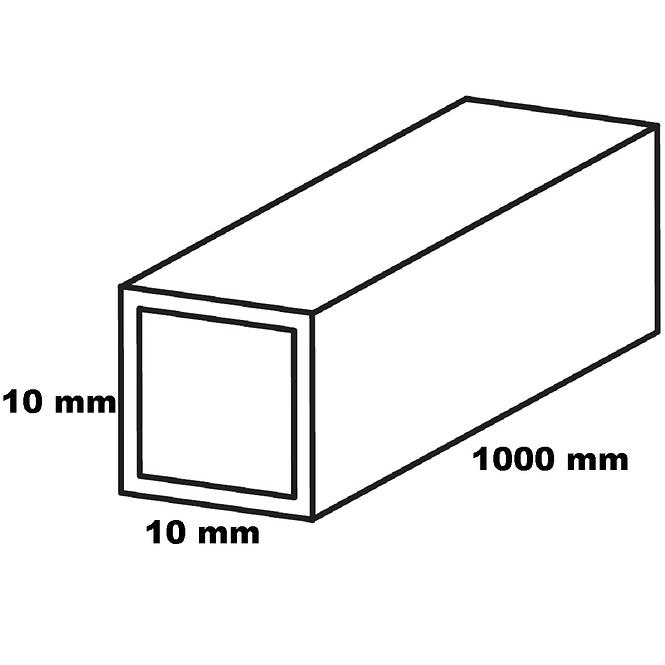 Rúra obdĺžniková hliníkova strieborna 10x10x1000