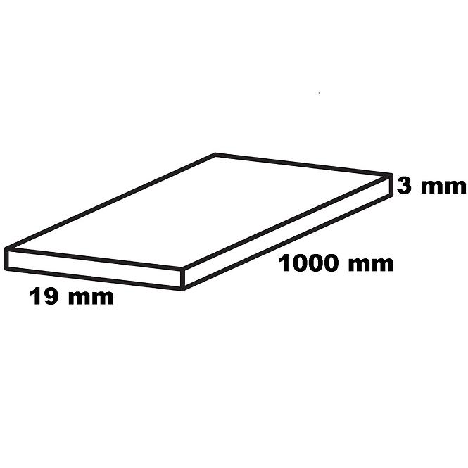 Profil plochý PVC biely 19x1000