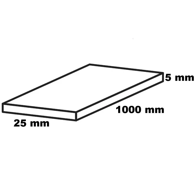 Profil plochý PVC biely 25x1000
