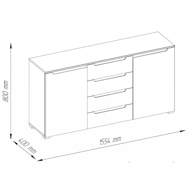 Komoda Hill 01 2D4S biely lesk,2