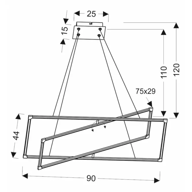 Závesné svietidlo A0033-321 Kseros 90x44 45W LED chróm 4000K,3