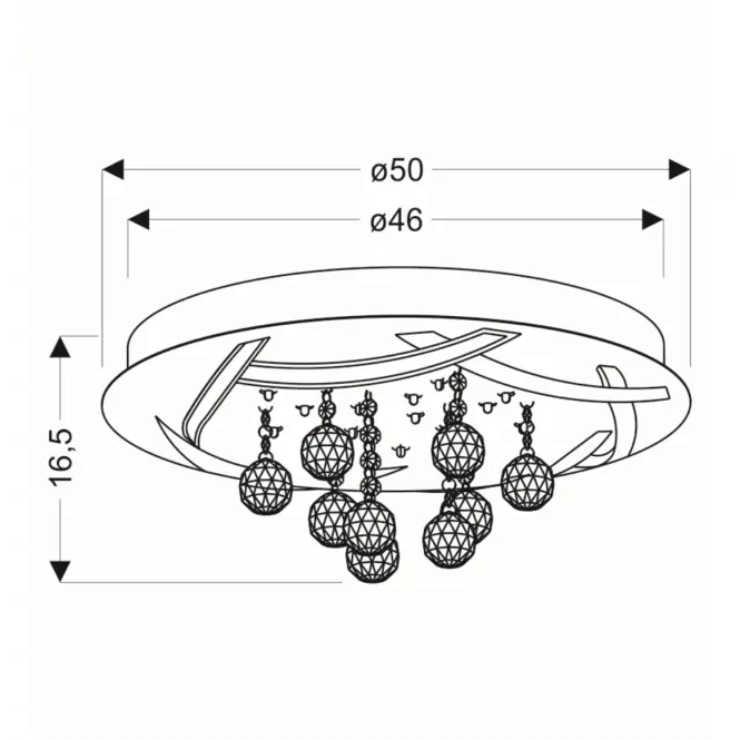 Stropné svietidlo A0016-160 Korfu 50 30 W LED chróm 4000 K,2